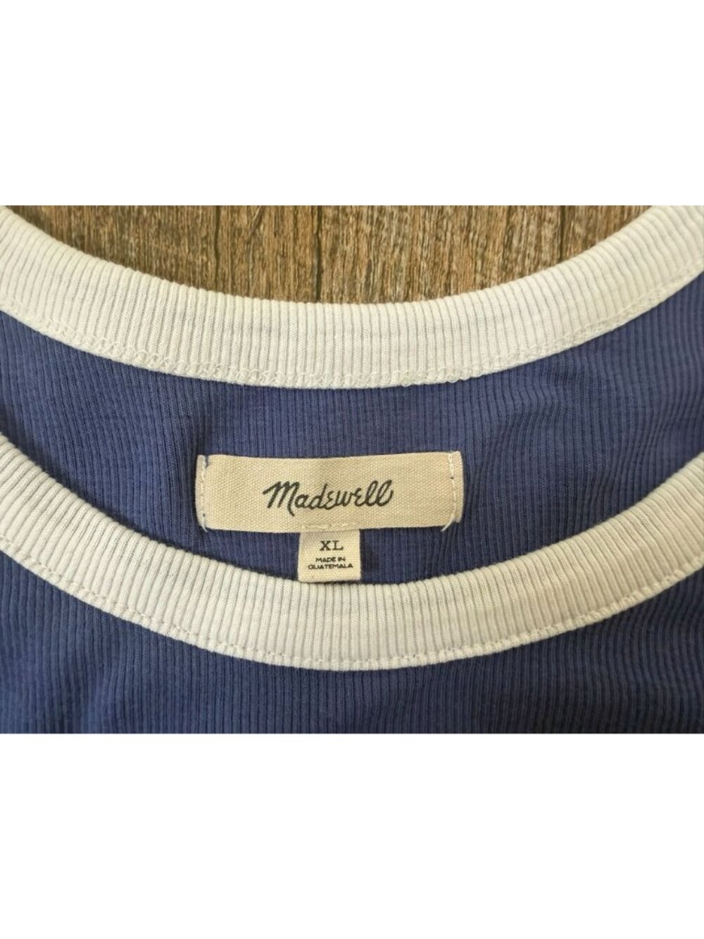 Madewell Womens Blue Tank Top With White Trim Ribbed Cotton Blend Sleeveless Siz - Picture 8 of 9